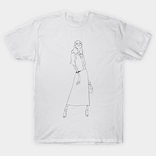 Tattoo girl lineart T-Shirt